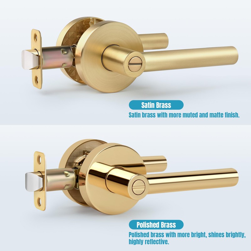Gaurqiah Brushed Gold Door Handles, Privacy Door Lever, Heavy Duty