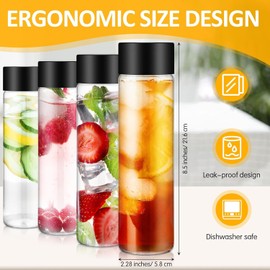 ALINK 12 Pack 16 OZ (500 ml) Clear PET Plastic Juice Bottles with Black Lids - Empty Reusable Smoothie Bottles Ideal for Juice, Milk, Homemade Beverages