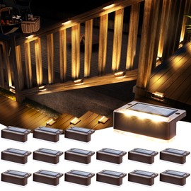 SOLPEX Solar Fence Lights, Solar Deck Lights Outdoor Waterproof Solar Powered for Step, Stair, Balcony,Front Porch,Garden, Walkway,Yard, Patio Decor, IP65 Waterproof (16 Pack, Warm White) 6 LEDs