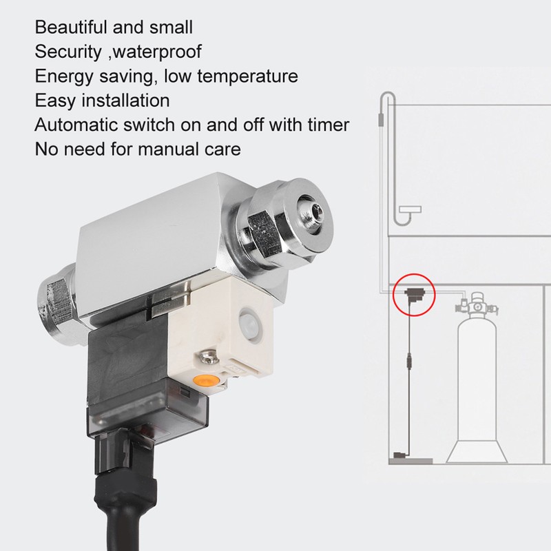 Mini External CO2 Solenoid Valve Low Temperature Fish Tank Accessory