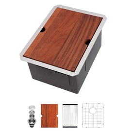 Lofeyo 14 x 19 Inch Stainless Bar Sink Undermount Kitchen Bar Prep Sink Workstation 16 Gauge Stainless Steel Single Bowl Under Counter Kitchen Sink Bar Prep RV Sink Basin with Accessories