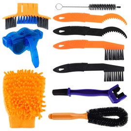 Bicycle Cleaning Set, Peaken 10-Piece Bicycle Cleaning Brushes for Bicycle Chain, Tyre, Sprocket, Dirty Cleaning for Bicycle Corner Stains, Suitable for All Bikes