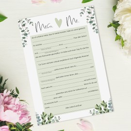 Nastami 25 x Sheets for Wedding Game Lückentext Eucalyptus Guest Book