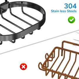 MASADI 3 Tier Soap Dish Holder,Soap Bar Holder with Hooks, Shampoo Bar Caddy for Shower Wall, Razor Holder for Shower, Bar Soap Container 304 Stainless Steel, Bathroom(Black)