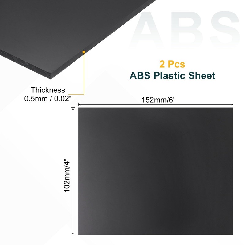 sourcing map 2 Pack ABS Plastic Sheet, 0.02" Thick 4"x6"