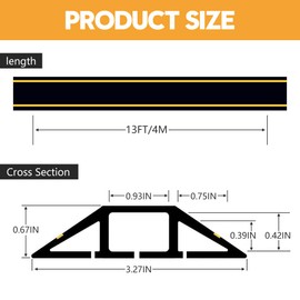 Floor Cable Cover, Floor Cord Protector 3 Channels Contains Cords, Cables and Wires, Perfect for Office, Home, Workshop, Warehouse, Concert, or Other Outdoor Surroundings (6.5 feet Set of 2,Black)