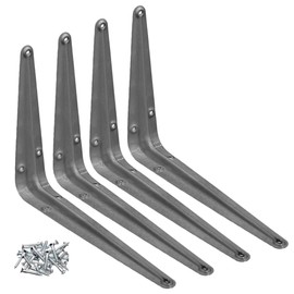 Wideskall® Metal 8" x 10" inch Wall Corner Angle Shelving Shelf Brackets, Grey, Pack of 4