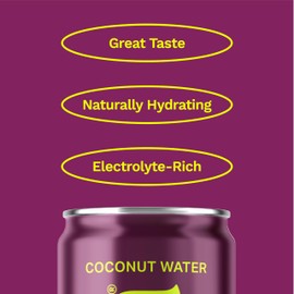 Coaqua Lemony Passion Coconut Water (12 Pack), Naturally Sweet Electrolyte Drink with Passion Fruit & Lemon Juice – Supports Immunity, Digestion & Hydration – Zero Fat, Gluten-Free – 12 fl oz Cans