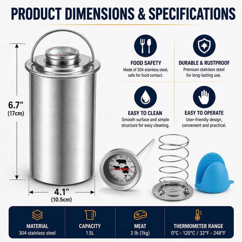 Meat Press Mold, Stainless Steel Ham & Deli Meat Maker