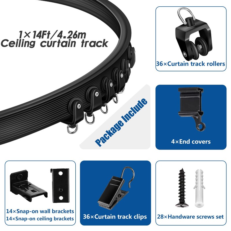 Flexible Bendable Ceiling Curtain Track 14 Ft Black Ceiling Track