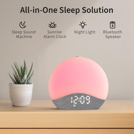 EASYERA Sunrise Alarm Clock Sound Machine, Upgraded Backlit Buttons, 26 Soothing Sounds, White Noise Machine Night Light, Bluetooth Speaker Wake Up Light for Bedroom, Heavy Sleeper, Adults, Kids