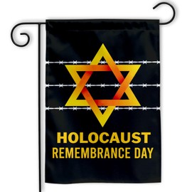 MAIANEY (12"x18") Holocaust Remembrance Flag Holocaust Remembrance Day Garden Flag Israel Jewish Jews Holocaust Candle Star Of David Flag Gifts Outdoor Decorations Yard House Patio Porch Double Sided