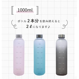 Water Bottle, 33.8 fl oz (1 L) Bottle, 33.8 fl oz (1,000 ml), Includes Time Marker, BPA Free, Drink 2.5 gal (2 Liters of Water per Day) Outdoor Sports Bottle, Large Capacity, Gray, 33.8 fl oz (1000