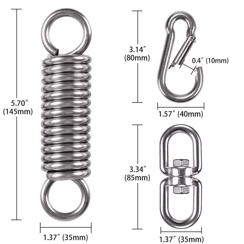 WAREMAID Hammock Chair Spring, Hanging Chair, Mounting Hardware Set, 360