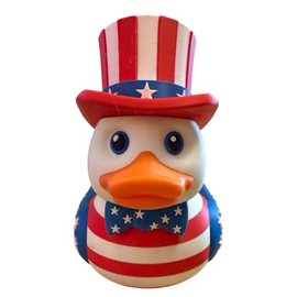 American Duck Figurine – Patriotic USA Duck Collectible with Stars & Stripes Hat and Bow Tie – Red White and Blue Desk Décor – 3D Printed in Canada
