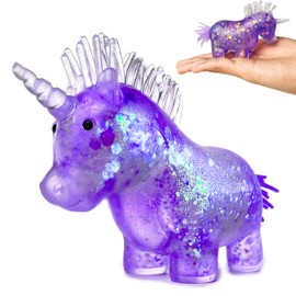 ZTATU Unicorn Glitter Squishy Ball, Stress Balls for Kids with Focus & Autism, Sensory Fidget Toys for Kids, Party Favors Stress Relief Toys for Office, School, Travel, Easter Basket Stuffers (Purple)