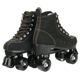 Risup Roller Skates for Women and Men Cowhide High-Top Shoes Classic Double-Row Roller Skates Four-Wheel Roller Skates for Men Girls Unisex Christmas