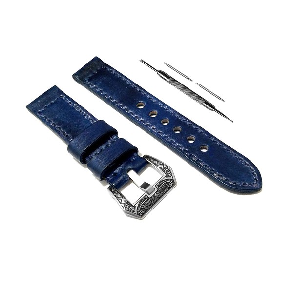 NICKSTON Blue Brushed Genuine Leather Band Compatible with Garmin Venu,