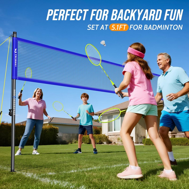 Volleyball Badminton Net Set Combo for Backyard Beach, 2-in-1 Adjustable