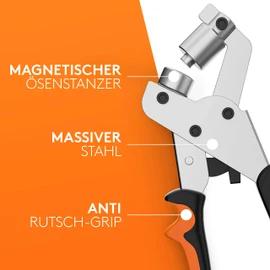 Meisterfaktur professional eyelet pliers, minimal effort, safe eyelet press with 100 eyelets (inner diameter 10 mm), ideal eyelet pliers for fabrics, tarpaulins and awnings