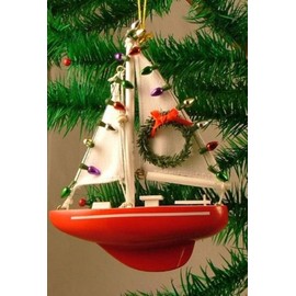 Cape Shore Nautical Sailboat Sailing Sail Wood Christmas Holiday Ornament