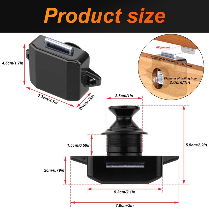 CXQamitao 5 Pack Push Button Latch Cabinet Door Catch Keyless