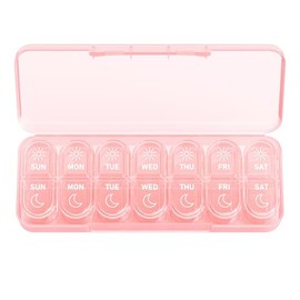 Daviky Pastillero Semanal Para 2 Tomas Diarias, Estuche Para Medicamentos De 7 Días (A. Y P. M.), Pastillero De Viaje Para Aceites De Pescado, Vitaminas Y Suplementos
