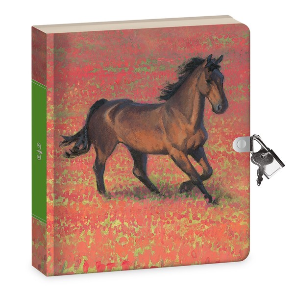 Peaceable Kingdom Wild Horse 6.25" Lock and Key, Lined Page Diary for Kids