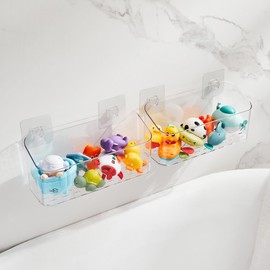 CQUNM CQUNM Bath Toy Storage Holder for Bathtub, Clear Bath Toy Organizer Large Capacity Bathtub Toy Storage Shower Caddy for Bathroom (2 Large)