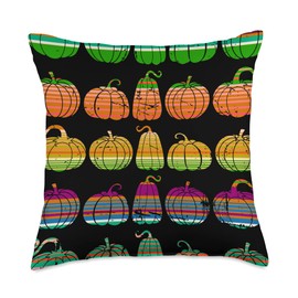 Autumn Vibes Apparel & Gifts Vintage Pumpkin Collage-Autumn Colors Serape Blanket Art Throw Pillow, 18x18, Multicolor