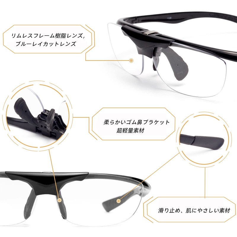 [Soarea] 跳ね上げ老眼鏡 跳ね上げ式 老眼鏡 跳ね上げ メンズレディースフリップアップリーディンググラス 掛け外し不要 フィティング 調整可能 DIY