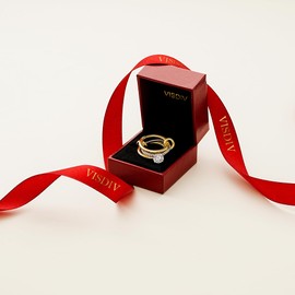 VISDIV 1CT Sterling Silver Engagement Rings Interlocking AAAAA Cubic Zirconia CZ Wedding Multi Ring Mixed Metals Stack Rings Set Silver/Gold Size 5-10 (8)