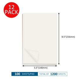 suituts 12 Pack Memo Pads 5.5X8.5 Inch Scratch Pads/Writing Pads, Total 1200 Sheets Blank Note Pads Bulk for Office, School, Business Work (Each Pad 100 Sheet)