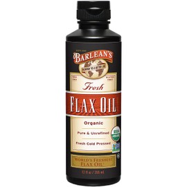Barlean's Organic Flaxseed Oil Liquid from Fresh Cold Pressed Flax Seeds, 7,640mg ALA Omega 3 Fatty Acid Supplement for Healthy Hair, Skin, and Eyes, Vegan and Gluten Free, 12 oz