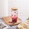 32oz Ribbed Glass Cup with Handle Bamboo Lid and Straw,