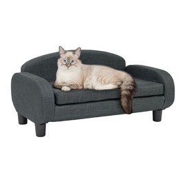 Paws & Purrs Cat Sofa Bed, Pet Couch for Indoor Cats Elevated Cat Beds with Removable Washable Mattress Cover for Kitten, Puppy or Small Animal- 31.5" Wide, Gray