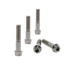 RISON-Titanium Titanium Screws M8 x 1.25 x 45 mm, Pack of 5 Flange Screws Torx Head Flange Screws Hex Screws Thread Screws GR5 Titanium Bolt Fixings for Motorcycles Bicycle Car