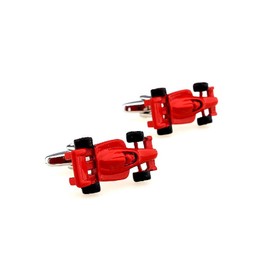 MRCUFF Indy F1 Red Formula One Car Auto Racing Race Pair Cufflinks in a Presentation Gift Box & Polishing Cloth