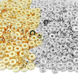 Mulutoo 1200pcs 6mm Flat Disc Spacer Beads Round CCB Rondelle Beads Spacers for Bracelet Necklace Jewelry DIY Crafts Making (Gold and Silver)