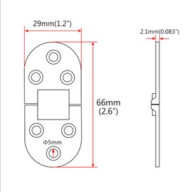 NRC&XRC Marine Grade CAST Solid 316 SS Mirror Polished Door Hinges Marine Stainless Steel Heavy Duty 66MM x 29MM(2.6"*1.2") Pair for Boat, RVs