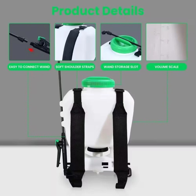 Unbranded 4-Gallon Backpack Sprayer with Padded Shoulder Strap for Pests