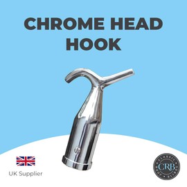 Window Pole Hook (Head Only), Compatible with Telescopic Pole, Suitable for Loft Hatches, Blinds, Attic Ladders, Velux, Chrome (Chrome)
