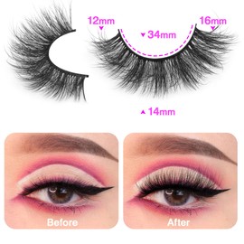 Wispy False Eyelashes Cat Eye Lashes Natural Look Fluffy Mink Lashes 16mm Strip Eyelashes Pack Wholesale 14 Pairs 4D Volume Multipack by TNFVLONEINS