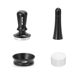 IKAPE 53MM Espresso Tamper Kit 4 in 1, Coffee Tamper, WDT Tool, Paper Filters (200pc), Dosing Funnel