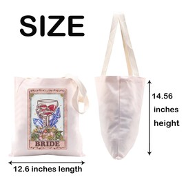 JXGZSO Tarot Skull Bride Tote Bag Spooky Bachelorette Party Gothic Witchy Bride Mystical Bride Tote Bag (BRIDE Tote CA)
