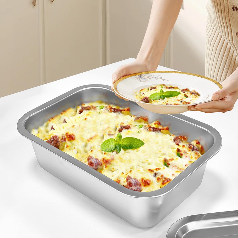 CODOHI 2 Pack Lasagna Pan with Lid 3.9 Inch Deep,
