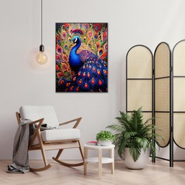 Zythron Peacock Diamond Painting Kits Peacock Diamond Art Kits for Adults DIY Full Drill Diamond Paintings with Diamonds 5D Gem Art and Crafts 12x16 inch