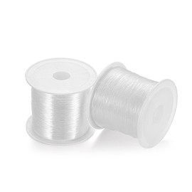 HIGHROCK 2 Roll 100m Crystal Clear Elastic Beading Threads，Stretchy Bead Cord String Stretchy Clear Bracelet String for Bracelet, Beading, Jewelry Making (0.5mm)