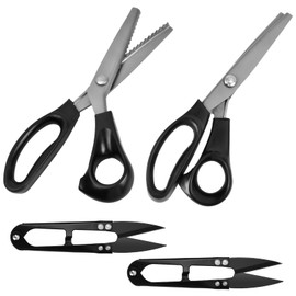 Dokpav 4 Tijeras de Costura Tijeras De Sastre Tailor Scissors Lace Scissors Zig Zag Stainless Steel Tijera Deshebrador Cortador De Hilo Textil Tijeras De Encaje Creativas Para Telas, Cuero, Papel