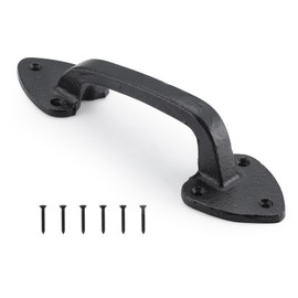 WellMade Barn Door Handles, Black Gate Handle, 7.5 in Rustic Metal Door Pull Handle Hardware for Wooden Garden Gate Shed Cabinet